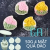 Khuôn trung thu lò xo 4 mặt quả đào 50g