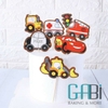 Set topper giấy hình xe+đèn giao thông