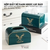 【Xả Kho】Hộp Đựng Giấy Ăn Đặt Bàn Gốm Sứ Xanh Ngọc Lục Bảo Cao Cấp | Phong Cách Bắc Âu Với Bộ Hươu Quý Tộc ảnh 2