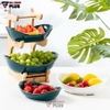 【Xả Kho】Đĩa Trái Cây Gốm Sứ Nhiều Tầng Kèm Kệ Gỗ Sang Trọng | Màu Xanh Ngọc Lục Bảo & Màu Trắng | Phong Cách Bắc Âu ảnh 2