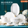 Bộ chén bát sứ KIM CƯƠNG (White Diamons) cao cấp nhập khẩu - Set 10 người ăn gồm chén, bát, đĩa, tô, nồi, muỗng, đũa.. - gia dụng plus