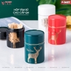 【Xả Kho】Ống đựng tăm sứ xanh ngọc lục bảo, trang trí nai sừng tấm quý tộc VIMORA ảnh 2