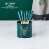 【Xả Kho】Bộ Ống Đựng Nĩa, Muỗng Bằng Sứ + 6 Nĩa Inox 304 Màu Xanh Lưu Ly ảnh 10