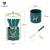 【Xả Kho】Bộ Ống Đựng Nĩa, Muỗng Bằng Sứ + 6 Nĩa Inox 304 Màu Xanh Lưu Ly ảnh 9