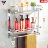 Kệ Đựng Đồ Đa Năng Dán Tường INOX Cao Cấp Cho Phòng Tắm | Kèm Giá Khăn & Móc Treo Đa Năng | Moyang - gia dụng plus