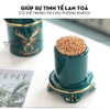 【Xả Kho】Ống Đựng Tăm Đặt Bàn Gốm Sứ Sang Trọng Với Màu Xanh Ngọc Lục Bảo | Có Nắp Đậy Kín & Viền Vàng Nổi Bật ảnh 8