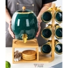 Bộ Chum Đựng Nước Kèm Tách Bằng Gốm Sứ & Kệ Gỗ Sang Trọng | Màu Xanh Ngọc Lục Bảo Cao Cấp ảnh 8