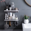 Kệ dán tường đựng đồ đa năng phòng tắm, giá gia vị nhựa ABS kèm móc treo, không cần khoan tường SQ-5287 ảnh 6