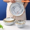 🔴OUTLET | Chén chấm, chán ăn cơm, tô bát & đĩa sứ màu trắng vân đá viền vàng sang trọng phong cách Bắc Âu ảnh 4