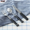 🔴OUTLET | Bộ muỗng đũa nĩa cá nhân bằng sứ cao cấp (hoạ tiết chân mèo) cho dân văn phòng, học sinh ảnh 8