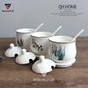 🔴OUTLET | Bộ hủ đựng gia vị sứ kèm kệ đặt bàn màu trắng, trang trí nhẹ nhàng theo phong cách Bắc Âu ảnh 4