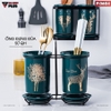 🔴OUTLET | Hộp đựng đũa sứ, thìa, muỗng sứ dán tường & đặt bàn - màu xanh ngọc lục bảo (xanh cổ vịt) ảnh 1