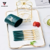 【Xả Kho】Bộ Ống Đựng Nĩa, Muỗng Bằng Sứ + 6 Nĩa Inox 304 Màu Xanh Lưu Ly ảnh 7