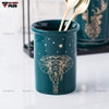 🔴OUTLET | Hộp đựng đũa sứ, thìa, muỗng sứ dán tường & đặt bàn - màu xanh ngọc lục bảo (xanh cổ vịt) ảnh 6