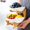 【Xả Kho】Đĩa Trái Cây Gốm Sứ Nhiều Tầng Kèm Kệ Gỗ Sang Trọng | Màu Xanh Ngọc Lục Bảo & Màu Trắng | Phong Cách Bắc Âu ảnh 6