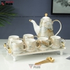 Bộ Ấm Trà Đá Cẩm Thạch Thanh Lịch | Kèm Ly, Tách & Kệ Mạ Vàng Cao Cấp | Quà Tết, Quà Cưới, Quà Tân Gia Ý Nghĩa - gia dụng plus
