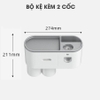 Bộ Gồm Nhả Kem Đánh Răng Tự Động, Giá Treo Bàn Chải Đánh Răng & Kệ Phòng Tắm Dán Tường |  Kèm Cốc Nhựa ABS Cao Cấp | ASWEI - gia dụng plus