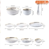 🔴OUTLET | Chén chấm, chán ăn cơm, tô bát & đĩa sứ màu trắng vân đá viền vàng sang trọng phong cách Bắc Âu ảnh 7