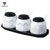 Bộ Hộp Đựng Gia Vị Sứ Cao Cấp & Sang Trọng Cho Nhà Bếp | Thiết Kế Hình Kim Cương, Phong Cách Bắc Âu - QianHuiju - gia dụng plus