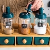 🔴OUTLET | Bộ Hộp Đựng Gia Vị Gốm Sứ Xanh Ngọc Lục Bảo | Kèm Kệ Gỗ & Bình Đựng Dầu Thuỷ Tinh Cao Cấp ảnh 5