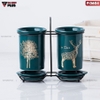 🔴OUTLET | Hộp đựng đũa sứ, thìa, muỗng sứ dán tường & đặt bàn - màu xanh ngọc lục bảo (xanh cổ vịt) ảnh 10