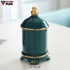 【Xả Kho】Ống Đựng Tăm Đặt Bàn Gốm Sứ Sang Trọng Với Màu Xanh Ngọc Lục Bảo | Có Nắp Đậy Kín & Viền Vàng Nổi Bật ảnh 3