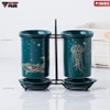 🔴OUTLET | Hộp đựng đũa sứ, thìa, muỗng sứ dán tường & đặt bàn - màu xanh ngọc lục bảo (xanh cổ vịt) ảnh 12