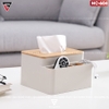 Hộp Đựng Khăn Giấy Đặt Bàn Đa Năng Nhiều Ngăn | Hộp Nhựa PS, Nắp Gỗ | Nacchan - gia dụng plus