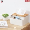 Hộp Đựng Khăn Giấy Đặt Bàn Đa Năng Nhiều Ngăn | Hộp Nhựa PS, Nắp Gỗ | Nacchan - gia dụng plus