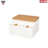 Hộp Đựng Khăn Giấy Đặt Bàn Đa Năng Nhiều Ngăn | Hộp Nhựa PS, Nắp Gỗ | Nacchan - gia dụng plus