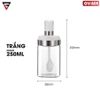 Lọ Đựng Gia Vị Muỗng Nắp Thuỷ Tinh Borosilicate (Màu Trắng) Có Nắp Viền INOX 304 | KUAKE - gia dụng plus