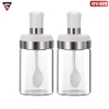 Lọ Đựng Gia Vị Muỗng Nắp Thuỷ Tinh Borosilicate (Màu Trắng) Có Nắp Viền INOX 304 | KUAKE - gia dụng plus