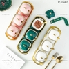 Bộ 3 Hộp Đựng Gia Vị Gốm Sứ Kèm Khung Sứ Đặt Bàn Viền Vàng Cao Cấp (Tặng Muỗng & Hộp Quà Sang Trọng) - gia dụng plus