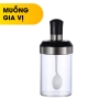 Lọ Đựng Gia Vị Muỗng Nắp Thuỷ Tinh Borosilicate (Màu Trắng) Có Nắp Viền INOX 304 | KUAKE - gia dụng plus