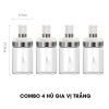 Lọ Đựng Gia Vị Muỗng Nắp Thuỷ Tinh Borosilicate (Màu Trắng) Có Nắp Viền INOX 304 | KUAKE - gia dụng plus