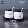 Bộ Hộp Đựng Gia Vị Sứ Cao Cấp & Sang Trọng Cho Nhà Bếp | Thiết Kế Hình Kim Cương, Phong Cách Bắc Âu - QianHuiju - gia dụng plus