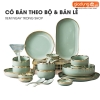 🔴OUTLET | Bộ chén bát sứ cao cấp màu xám xanh viền vàng sang trọng phong cách Bắc Âu (Set 22 món, 32 món, 40 món) ảnh 8
