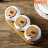 Bộ Hũ Đựng Gia Vị Nghiêng 20 Độ Nắp Gỗ | Hũ Gia Vị Kèm Khay Gỗ Tre & Thìa Sứ Phong Cách Nhật Bản ảnh 5