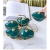 Giỏ đựng mứt Tết | Khay đựng bánh kẹo Tết bằng sứ trái tim ngôi sao cao cấp - màu xanh lục bảo viền vàng sang trọng ảnh 4
