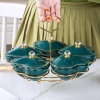 Giỏ đựng mứt Tết | Khay đựng bánh kẹo Tết bằng sứ trái tim ngôi sao cao cấp - màu xanh lục bảo viền vàng sang trọng ảnh 2