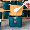 🔴OUTLET | Bộ Hộp Đựng Gia Vị Gốm Sứ Xanh Ngọc Lục Bảo | Kèm Kệ Gỗ & Bình Đựng Dầu Thuỷ Tinh Cao Cấp ảnh 6