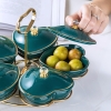 Giỏ đựng mứt Tết | Khay đựng bánh kẹo Tết bằng sứ trái tim ngôi sao cao cấp - màu xanh lục bảo viền vàng sang trọng ảnh 8