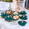 Giỏ đựng mứt Tết | Khay đựng bánh kẹo Tết bằng sứ trái tim ngôi sao cao cấp - màu xanh lục bảo viền vàng sang trọng ảnh 5