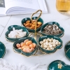 Giỏ đựng mứt Tết | Khay đựng bánh kẹo Tết bằng sứ trái tim ngôi sao cao cấp - màu xanh lục bảo viền vàng sang trọng ảnh 6