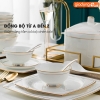 🔴OUTLET | Bộ chén bát sứ WHITE LUXURY viền vàng cao cấp nhập khẩu ảnh 3
