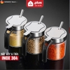 Video Lọ đựng gia vị thuỷ tinh boroslicate nắp bật bằng Inox 304 cao cấp (+tặng kèm thìa inox 304) PHALEDO