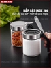 Lọ đựng gia vị thuỷ tinh boroslicate nắp bật bằng Inox 304 cao cấp (+tặng kèm thìa inox 304) PHALEDO ảnh 3