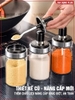 Lọ đựng gia vị thuỷ tinh borosilicate muỗng liền nắp thông minh viền inox 304, 220ml & 350ml PHALEDO ảnh 3
