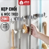 Thanh kẹp cây lau nhà & móc treo dán tường tích hợp 2in1 đa năng, kẹp chổi inox 304 ERMO (LZ0711) ảnh 2