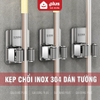 Video Móc treo cây lau nhà, kẹp chổi dán tường inox 304 đa năng, chống gỉ - miễn phí keo dán chịu lực 20kg
